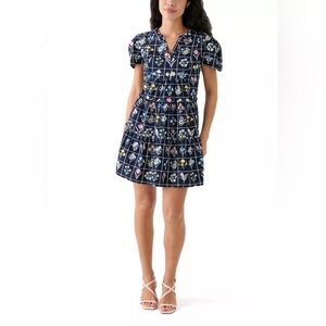 Crown & Ivy Navy Floral Tiered Dress Size Petite Large Spring Easter Cottage NEW